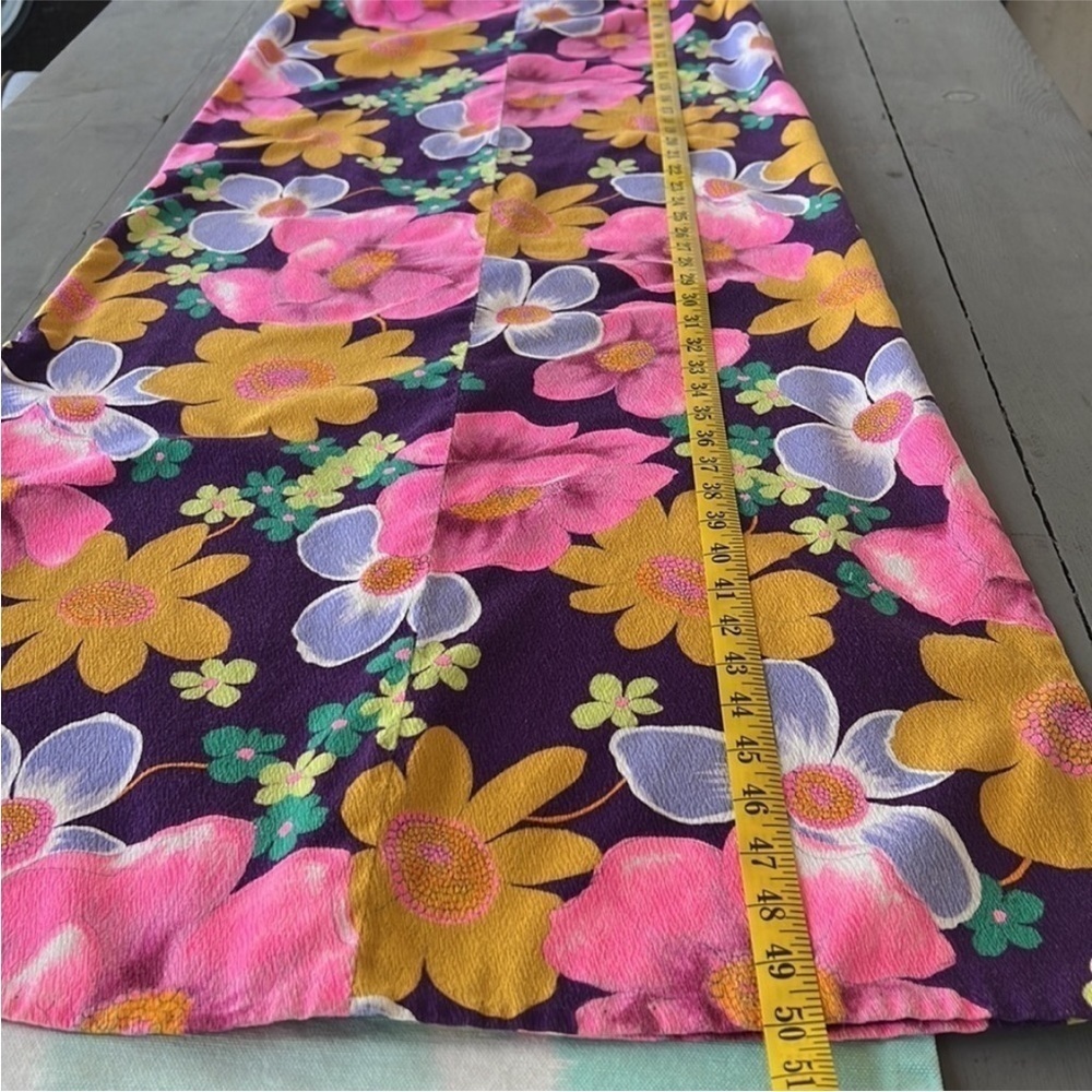 Vintage Handmade Floral Maxi Dress Purple Pink 70s Style Sleeveless - Picture 6 of 8